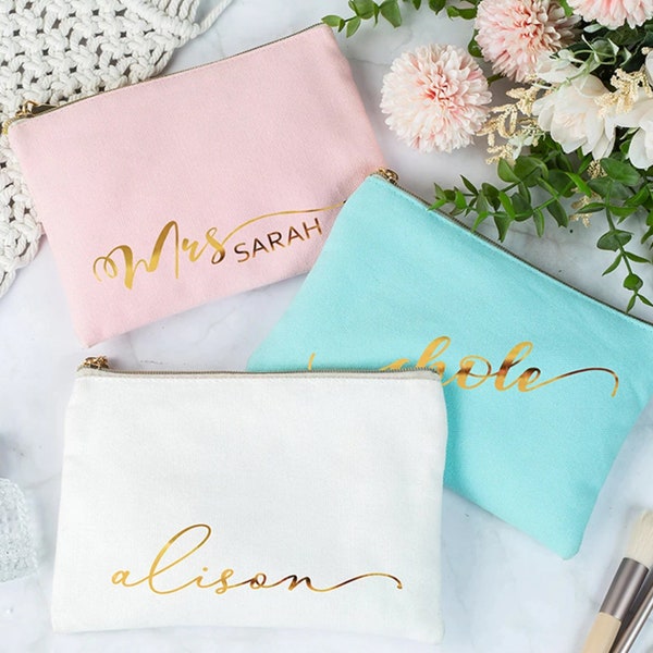 Bridesmaid Make Up Bag with Name Birthday bride one-of-a-kind gifts unique gift for bridesmaid sustainable bridesmaid gifts