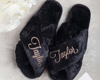 Personalized wedding slippers coral fleece bridal shower bridesmaid hotel and home party  slippers spa gifts Bachelorette bridesmaid gifts