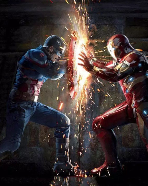 5d Diy Diamond Painting The Avengers Captain America And Iron Etsy
