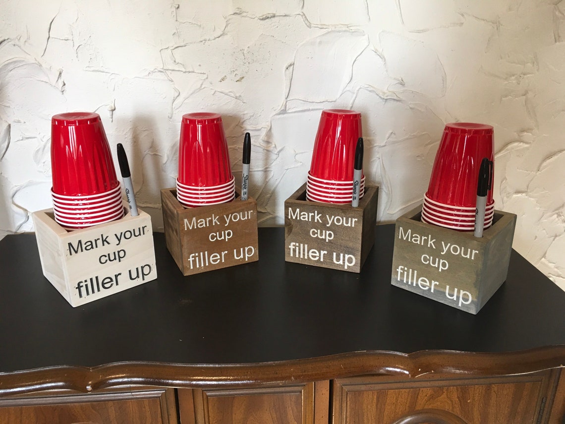 Solo Cup Holder With Sharpie. Party Cup Dispenser Rustic Etsy