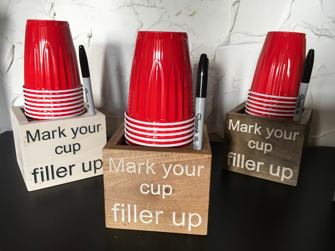 Solo Cup Holder With Sharpie. Party Cup Dispenser Rustic Etsy