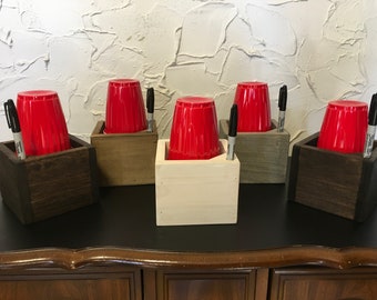 Solo cup holder . Party Cup Dispenser, Rustic Wooden Cup Holder.