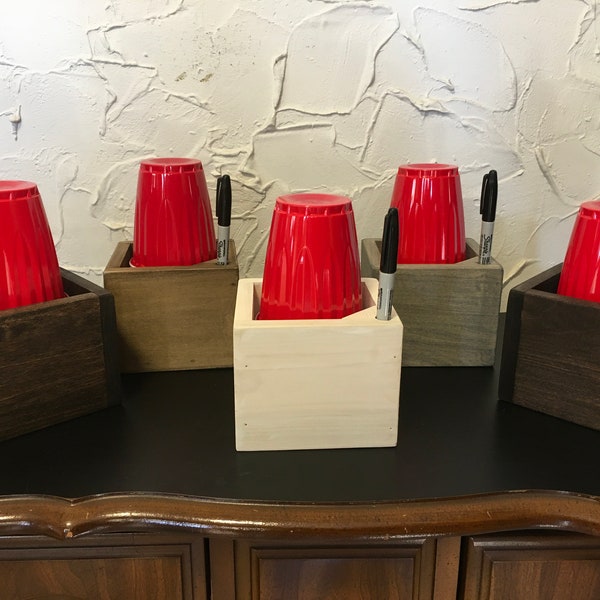 Solo cup holder . Party Cup Dispenser, Rustic Wooden Cup Holder.