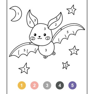 DIGITAL DOWNLOAD Printable Color-by-Number Coloring Pages for Kids