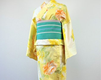 Near mint! summer kimono, Yukata, Kimono for Women, Japanese Kimono Shirt, with obi, free shipping,