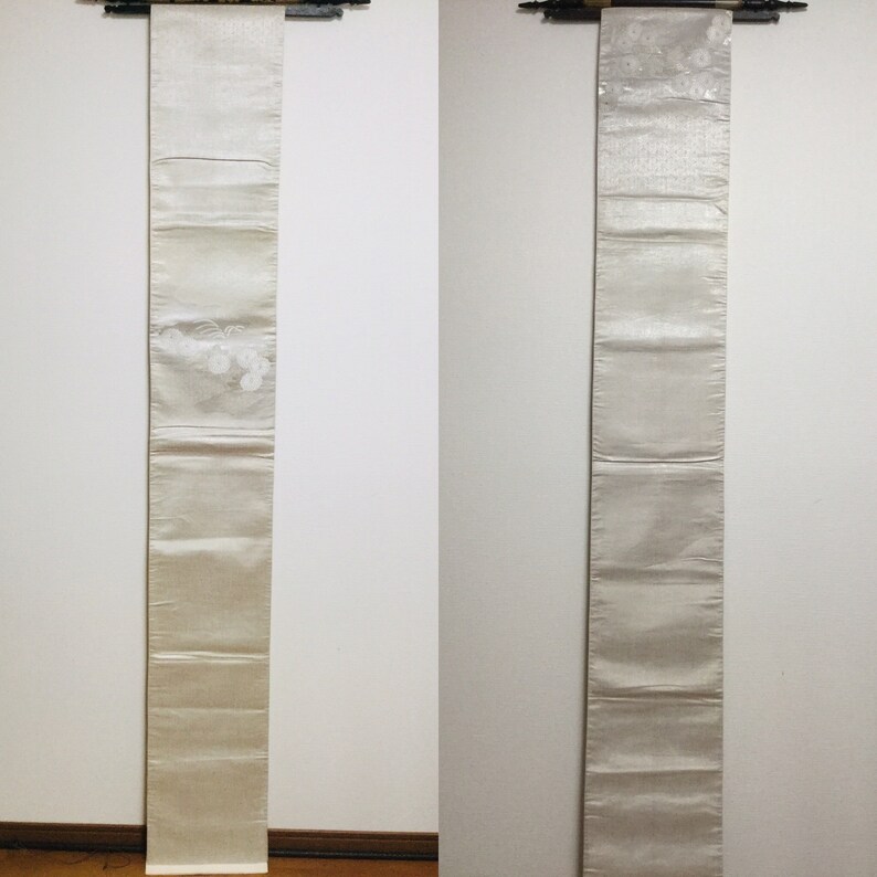 japanese vintage obibelt fukuroobi silver Luxury embroidery wall decor fabric table runnerfree shipping