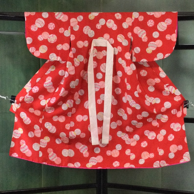 Japanese Antique , Baby Kimono, for Girl, Childbirth Kimono, Newborn