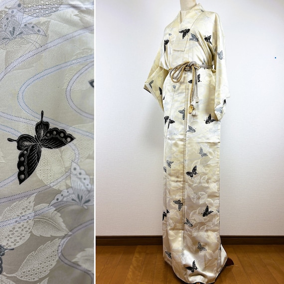 Japanese Antique Butterfly Pattern Silk Kimono Robe ,dressing Gown,  Present, - Etsy