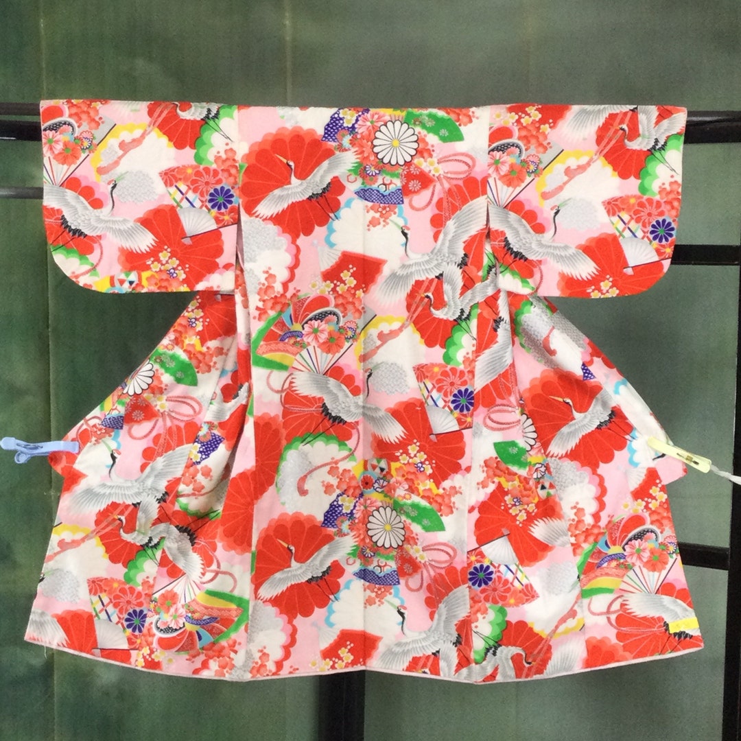 Japanese Antique , Baby Kimono, for Girl, Childbirth Kimono, Newborn