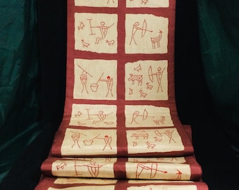 Rare!! , new, vintage obi, fukuroobi, hieroglyph embroidery, wall decor, table runner, tapestry, free shipping