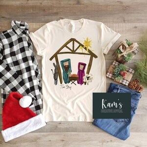 Nativity scene shirt, Christmas shirt, baby Jesus, manger shirt, Mary & Joseph, Christian shirt