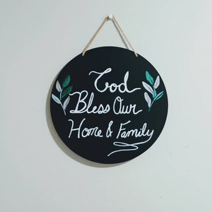 God Bless our Home and Family | Faith Inspired wall hanging | Scripture design and embroidery | Handmade house blessing sign