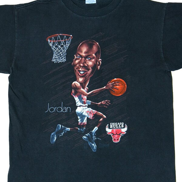 Vintage 90's MICHAEL JORDAN NBA Chicago Bulls Team Single Stitch Tee Salem Sportswear Medium Size T-Shirt