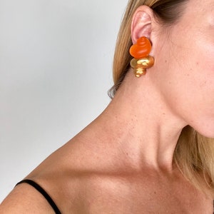 Vintage CHRISTIAN DIOR Lucite Shell Clip on Earrings