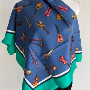 Rare vintage KARL LAGERFELD Musical Instruments Silk Scarf