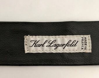 Vintage KARL LAGERFELD Letter Black Leather Belt - Etsy display picture 1