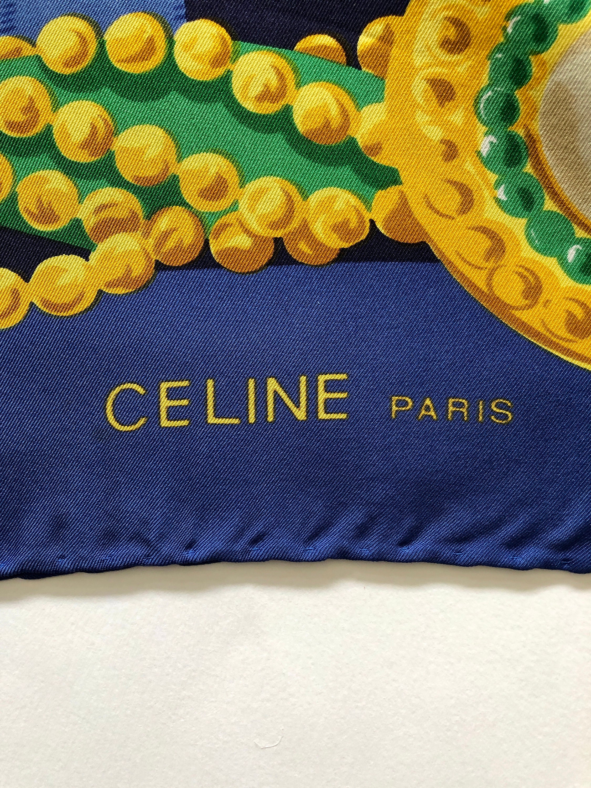 Vintage CELINE PARIS Gold Chains Bow Silk Scarf - Etsy