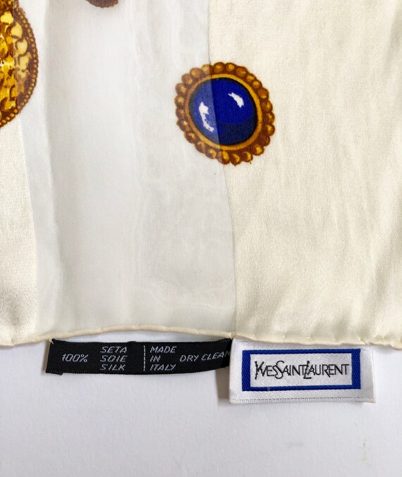 Vintage YVES SAINT LAURENT Jewelry Silk Scarf - image 6