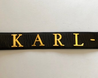 Vintage KARL LAGERFELD Letter Black Leather Belt - Etsy display picture 2