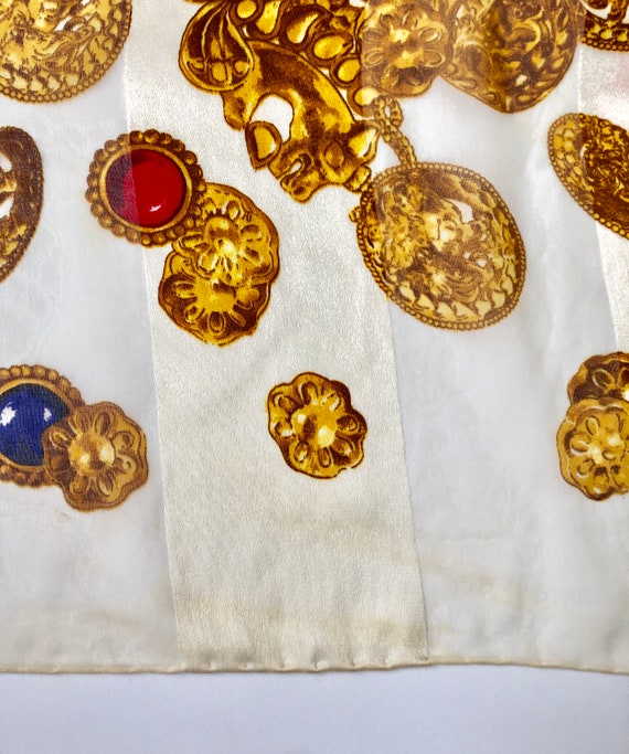 Vintage YVES SAINT LAURENT Jewelry Silk Scarf - image 5