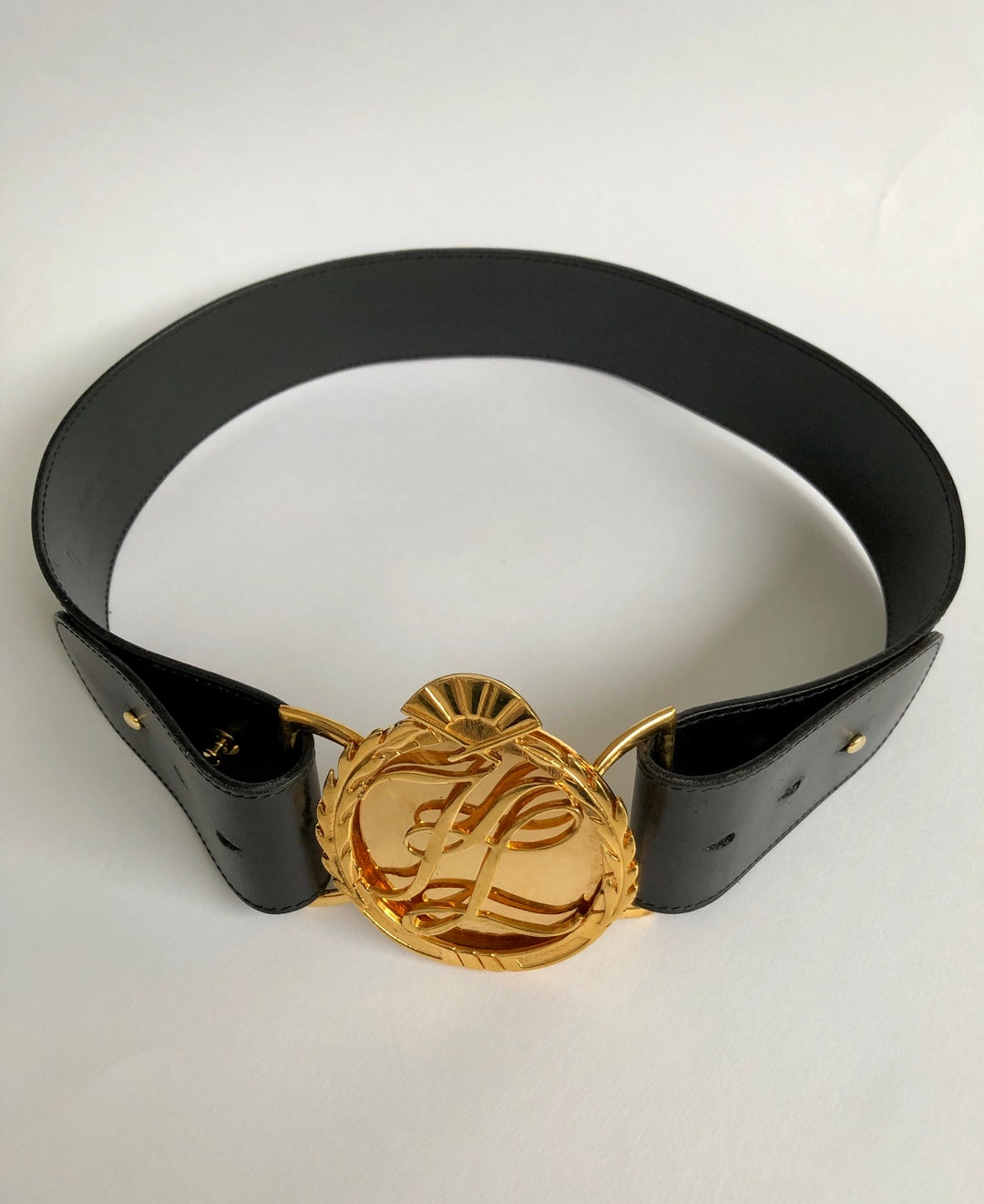 Vintage KARL LAGERFELD Logo Buckle Belt - Etsy