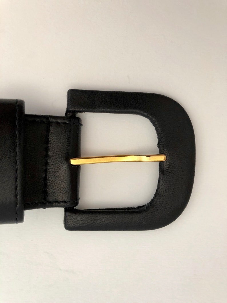 Vintage KARL LAGERFELD Letter Black Leather Belt - Etsy