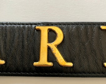Vintage KARL LAGERFELD Letter Black Leather Belt - Etsy display picture 3