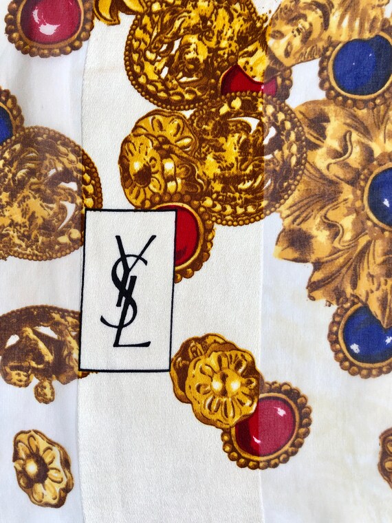 Vintage YVES SAINT LAURENT Jewelry Silk Scarf - image 3