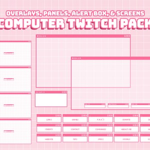 Pink Computer Twitch Overlay | Stream Package |  INSTANT DOWNLOAD