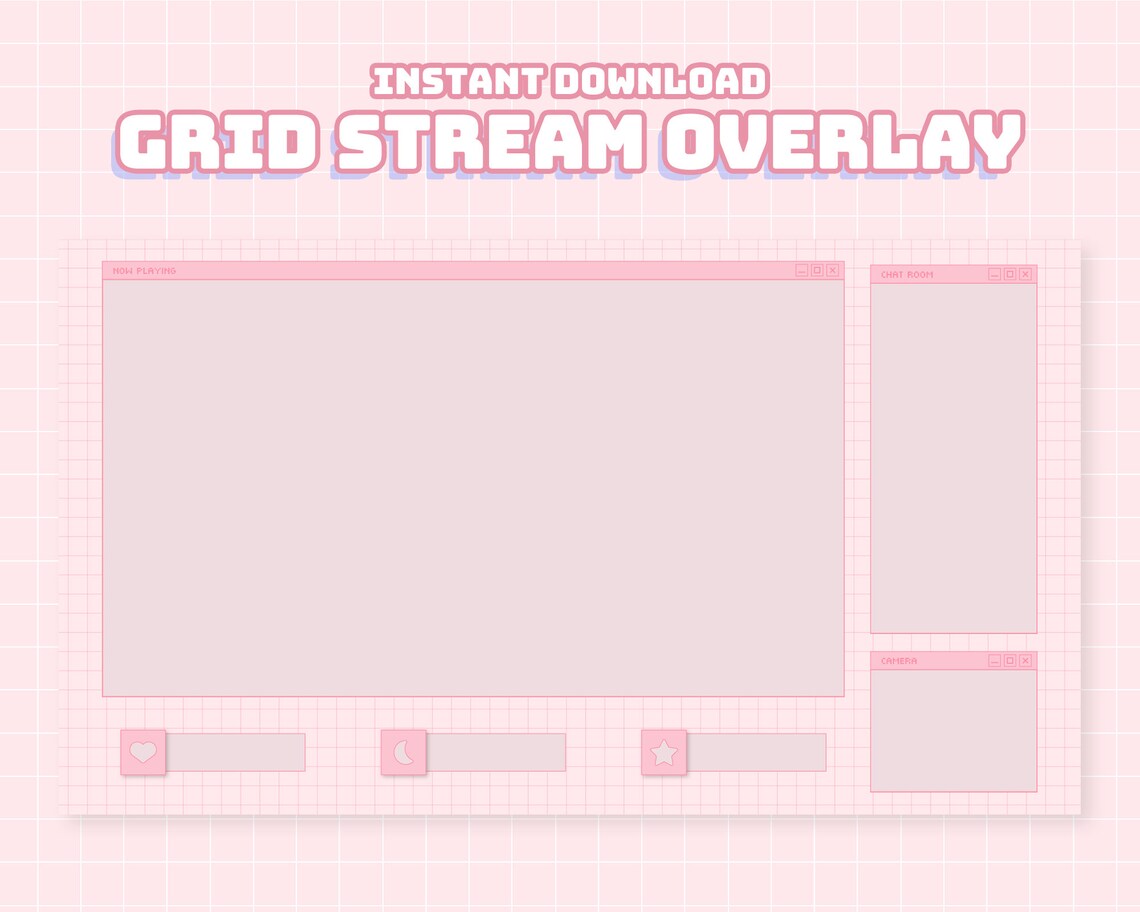 Light Pink Grid Stream Overlay Computer Streaming Graphics - Etsy