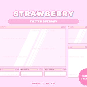 Strawberries Cream Valentines Heart | Kawaii Streamer Aesthetic Pink | Streamer Graphics | Pixel Pastel Stream Setup | INSTANT DOWNLOAD
