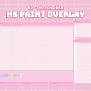 Cute PINK MS Paint Twitch Overlay | Creative Art Stream | V2