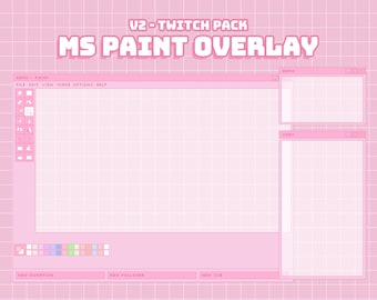 Cute PINK MS Paint Twitch Overlay | Creative Art Stream | V2