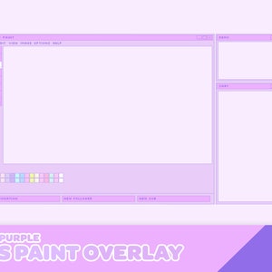 May include: Purple and white digital art overlay with the text "V2 PURPLE MS PAINT OVERLAY" at the bottom. The overlay is designed to look like a Microsoft Paint window with a toolbar, color palette, and three separate windows labeled "DEMO", "DEMO", and "CHAT".