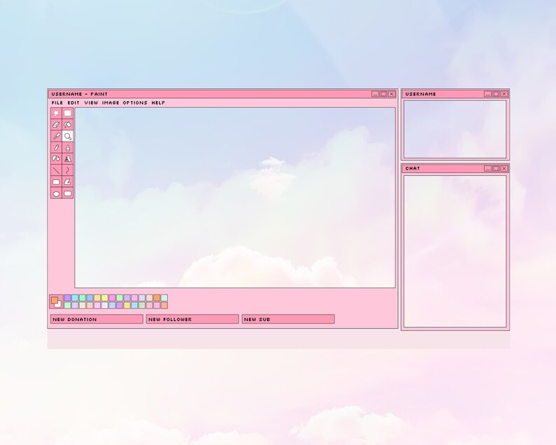 Cute Pink MS Paint Twitch Overlay Creative Art Stream | Etsy