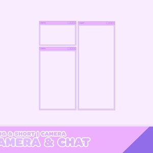 May include: A purple and white digital layout with two rectangular boxes labeled "CHAT" and one labeled "DEMO". The text "LONG & SHORT | CAMERA CAMERA & CHAT" is at the bottom of the image.