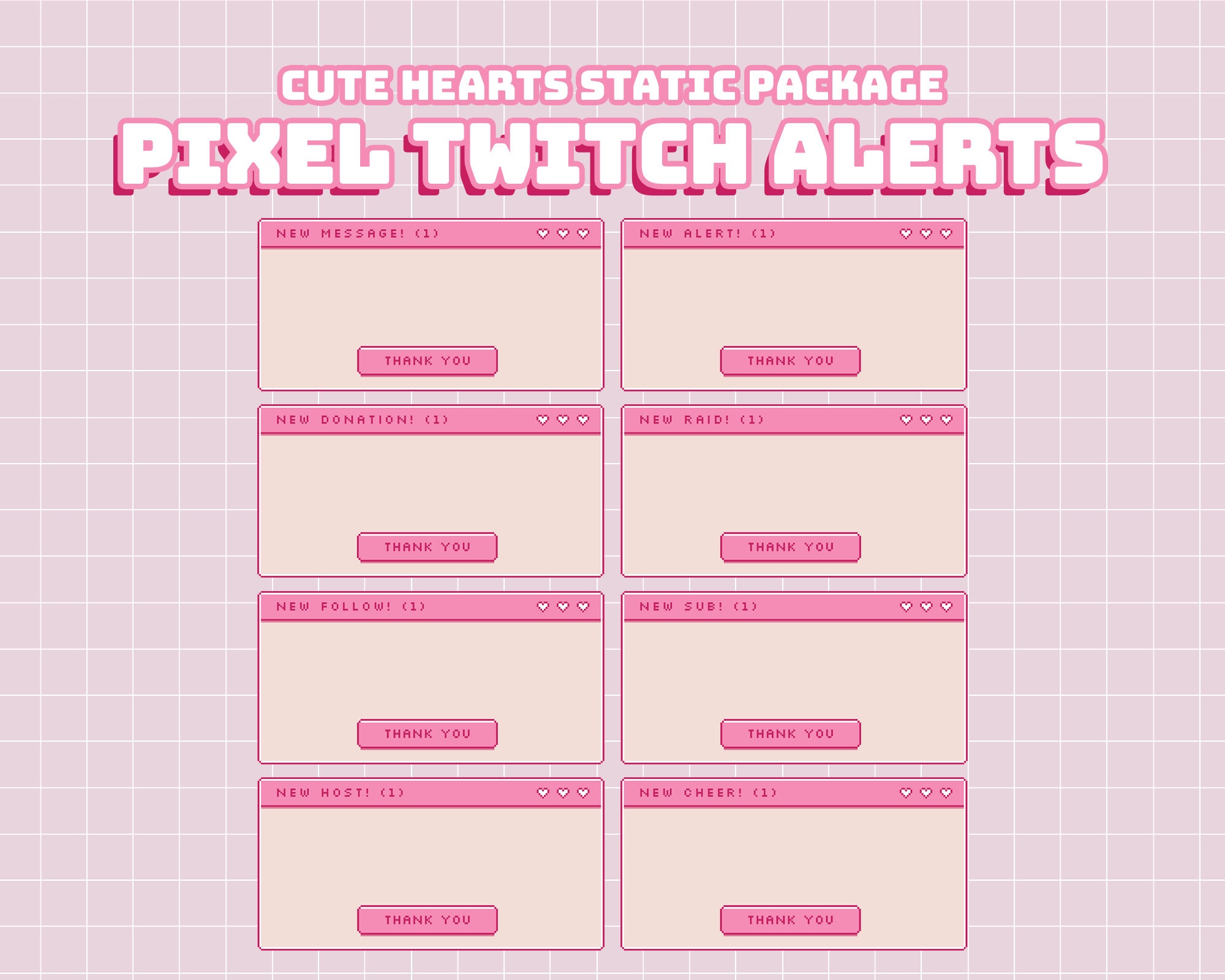 Cute Static Pink Browser Twitch Alert Streaming Alerts Etsy India