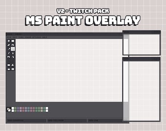 Cute Dark MS Paint Twitch Overlay | Creative Art Stream | Kawaii Streaming Overlay | Dark Theme