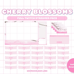 Animated Pink Cherry Blossom Stream Pack Full Twitch Bundle | Kawaii Streamer | Streaming Alerts | Pink Aesthetic | INSTANT DOWNLOAD