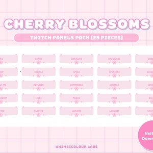 Cute Cherry Blossoms Twitch Panels | Sakura | Kawaii Streamer Aesthetic | Streamer Graphics | Pastel Overlay Stream Setup | INSTANT DOWNLOAD