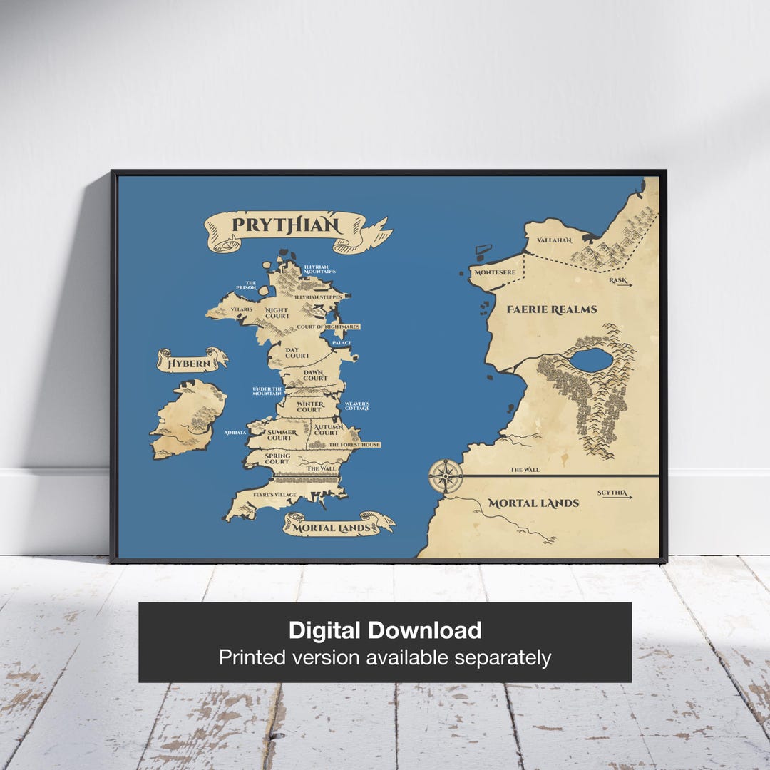 ACOTAR Map Digital Download, A Court of Thorns and Roses Map, Blue ...