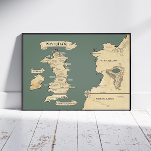 Mapa de ACOTAR, Mapa de Una Corte de Rosas y Espinas, Mapa del Mundo Prythian Verde, Sarah J Mass, Póster de un Libro de Fantasía, Regalo para fans de ACOTAR, Merchandising de ACOTAR