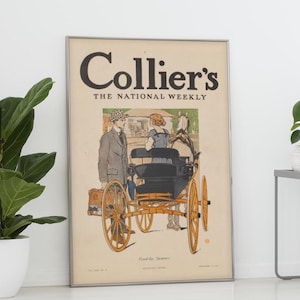 Vintage-Titelseite, Retro-Magazinanzeige, Vintage Werbung, Pferd und Wagen Poster, Geschenk für Pferdeliebhaber, kultige viktorianische Werbung