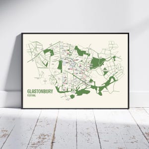 Kaart Glastonbury Festival, poster UK-muziekfestival, cadeau voor liefhebbers van muziekfestival, souvenir UK Festival, glasto-muurkunst, muziekmemorabilia