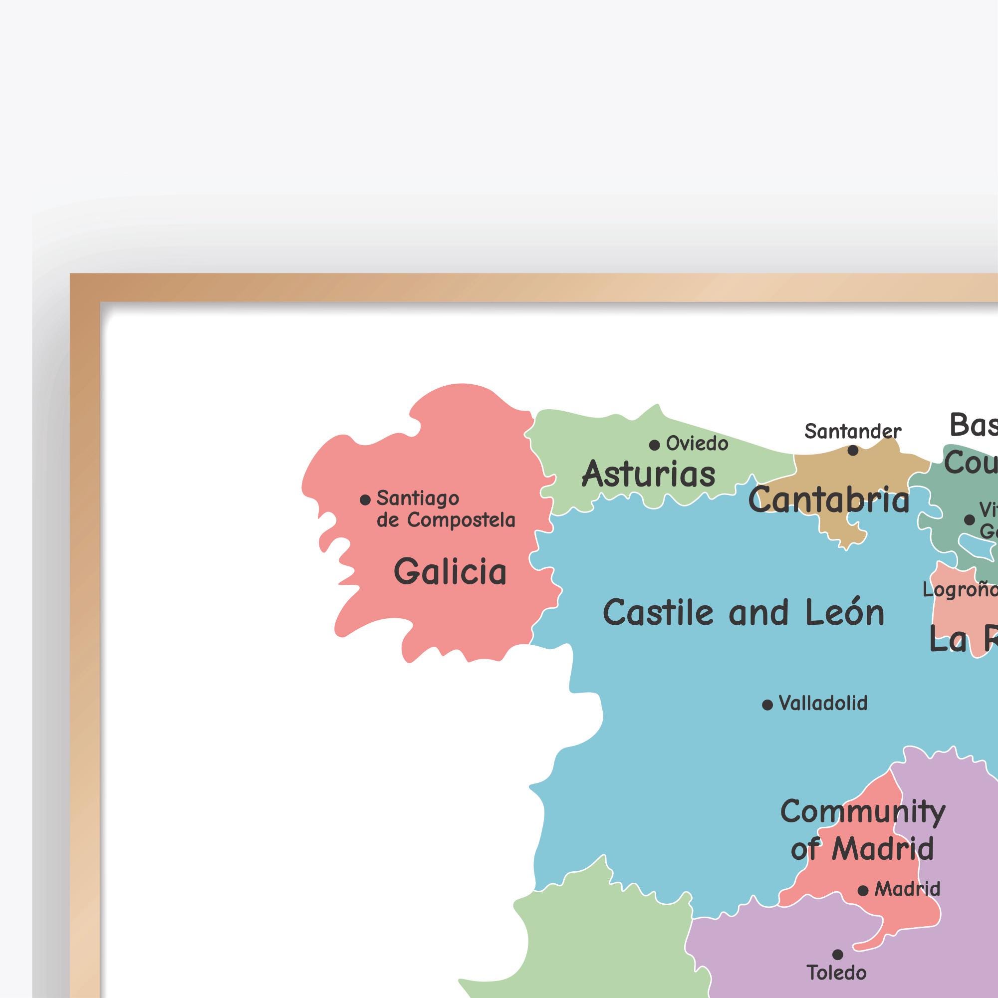 Spain Map With Autonomous Communities and Capitals, Detailed Spain ...