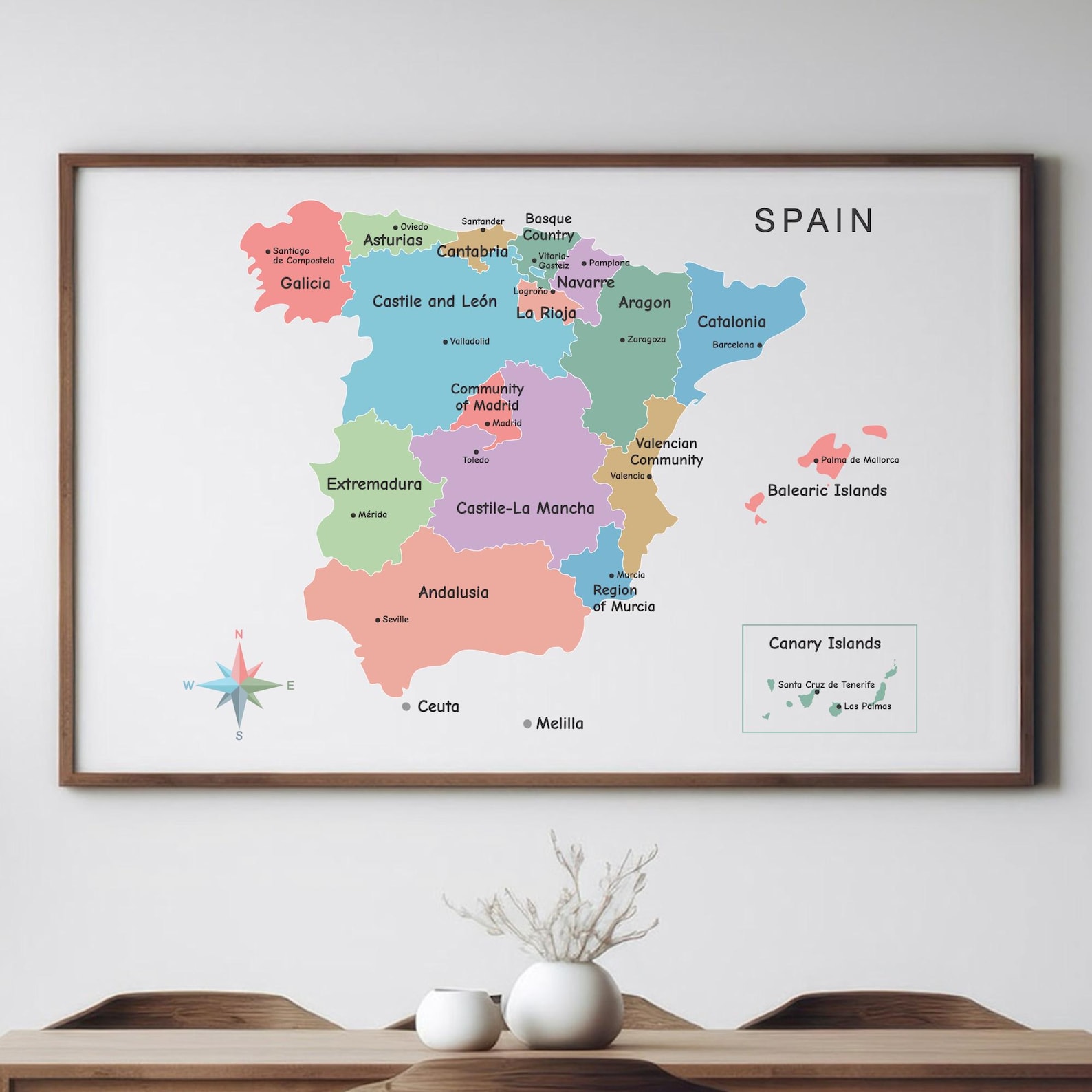 Spain Map With Autonomous Communities and Capitals, Detailed Spain ...