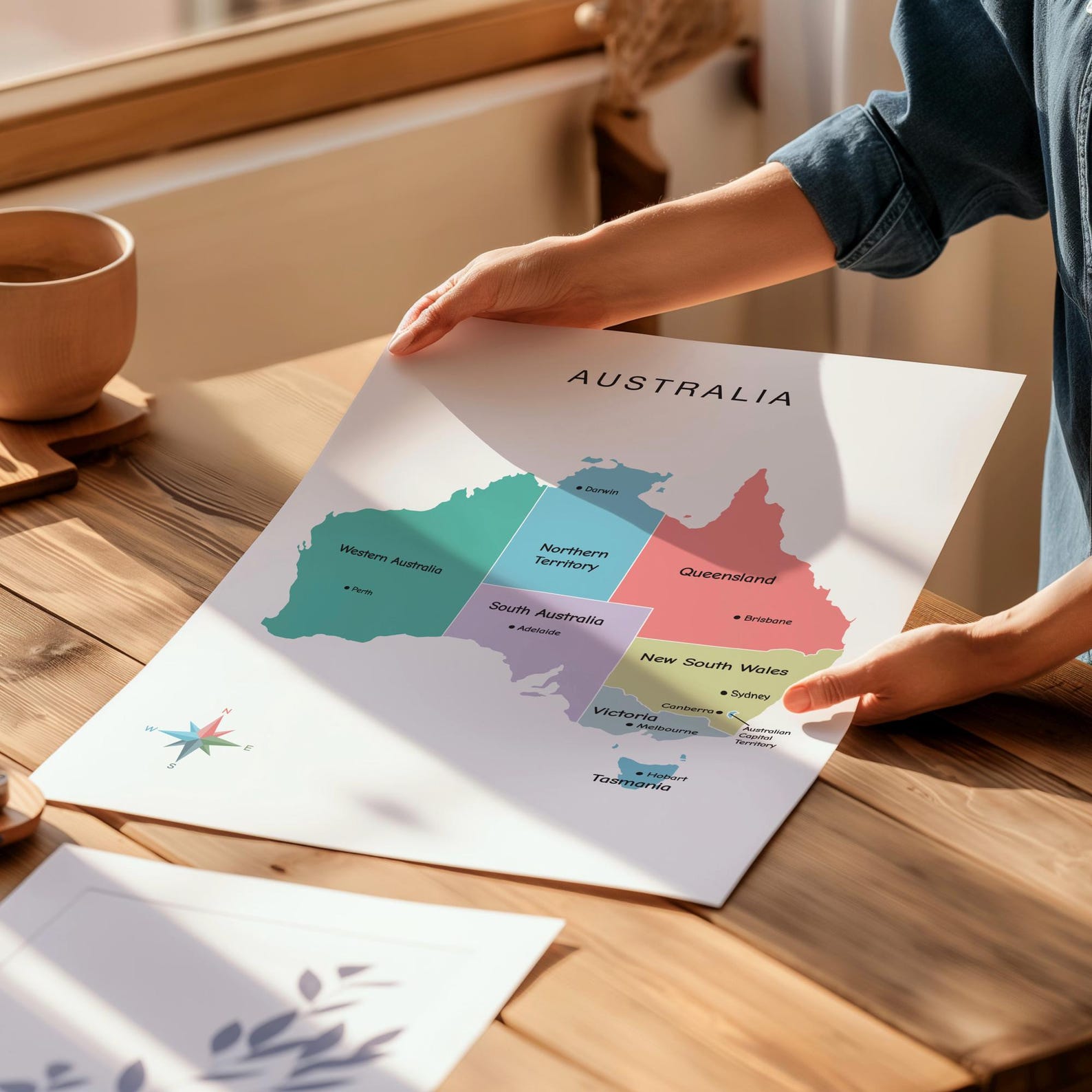Australia Colorful Map Printable With States and Capitals Modern ...