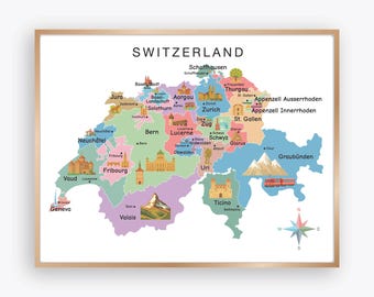 ヴィンテージ スイス お土産 スカーフ 赤 シルク スイス地図 ランド