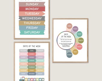 Days of the Week Poster, Montessori Classroom Decor (Digital Download)