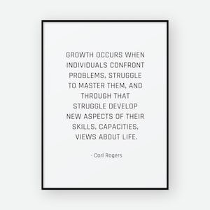 CITATION DE CARL ROGERS, La croissance survient lorsque les individus sont confrontés à des problèmes Citation | Art mural inspirant | Impression numérique | Décoration d&#39;intérieur motivante